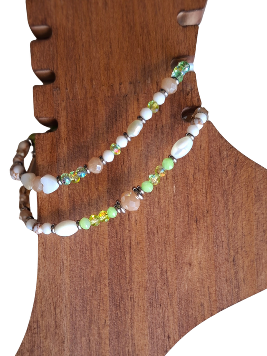 Double Strand Anklet - Lime Green