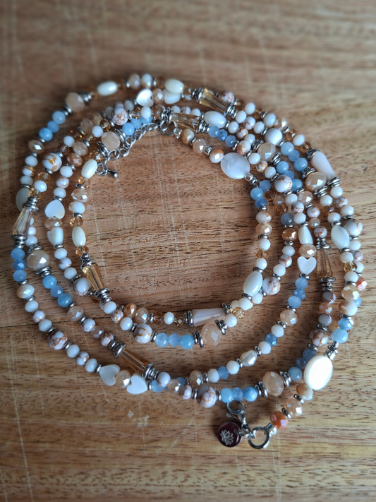 Double Strand Waist Adornment - Periwinkle & Powder Blue