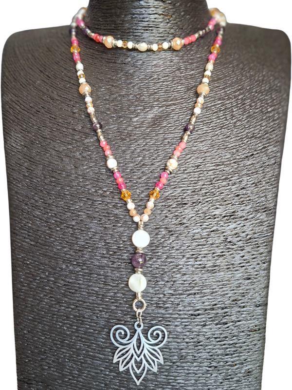Lotus Flower Necklace - Mardi Gras