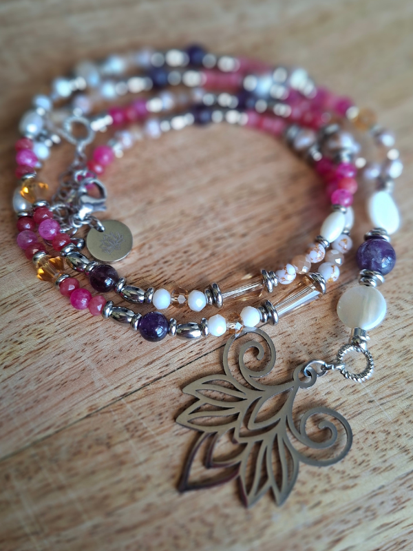 Lotus Flower Necklace - Mardi Gras