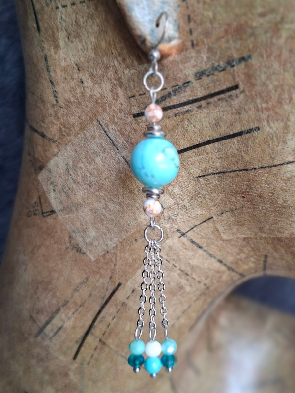Captivating Stainless Steel Dangle Earrings - Mystic Lagoon