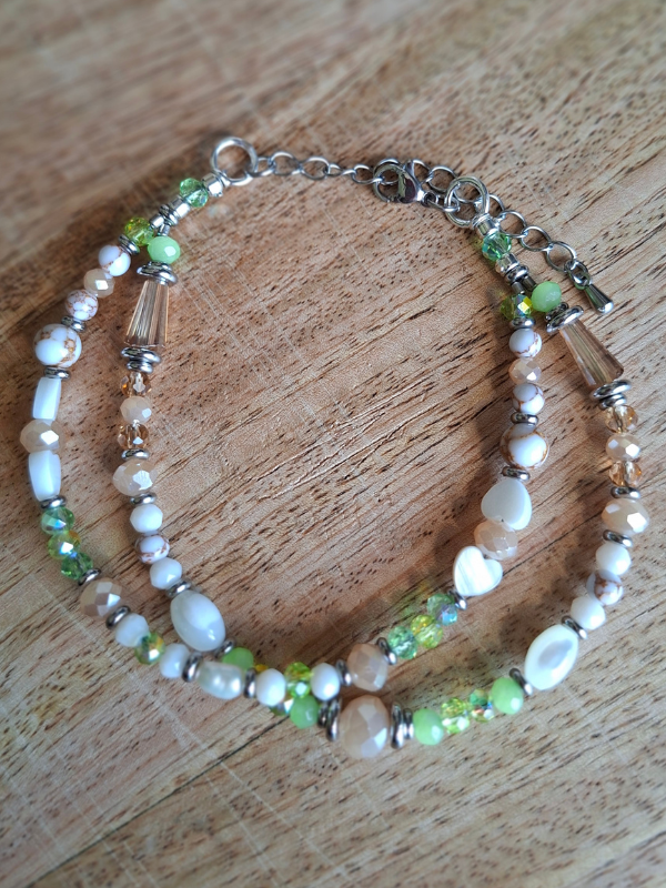 Double Strand Anklet - Lime Green