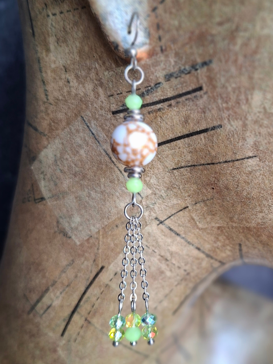 Captivating Stainless Steel Dangle Earrings - Lime Green