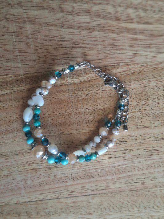 Double Strand Bracelet - Teal & Turquoise