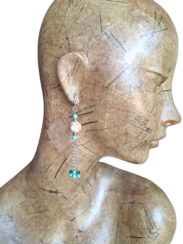 Captivating Stainless Steel Dangle Earrings - Teal & Turquoise