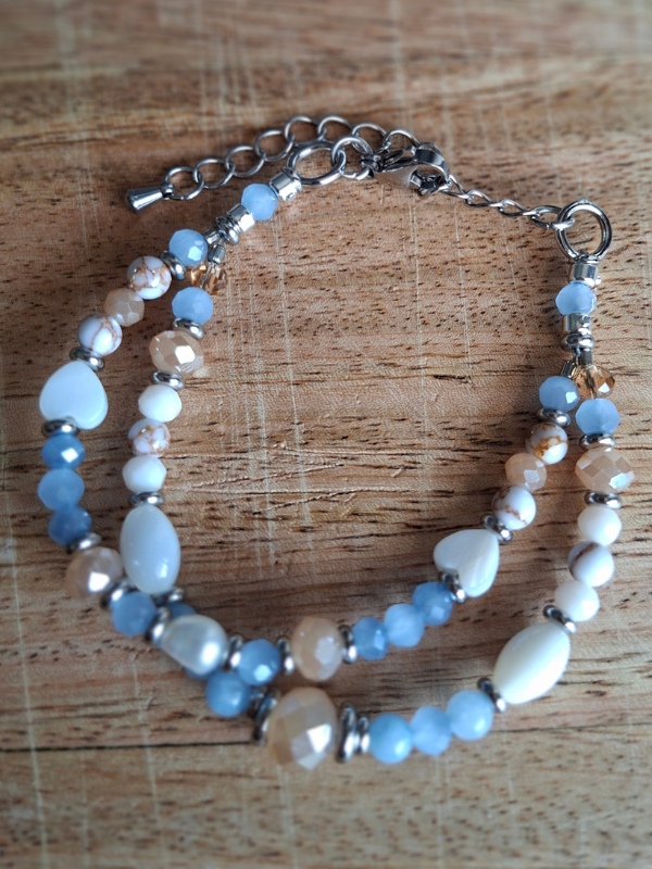Double Strand Bracelet - Periwinkle & Powder Blue