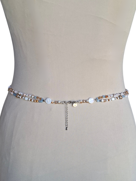 Double Strand Waist Adornment - Periwinkle & Powder Blue