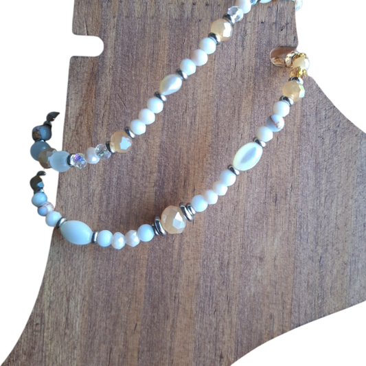 Double Strand Anklet - Tangerine & Orange
